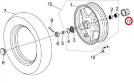 Neco Abruzzi (50cc./125cc.) - Magnetische aandrijving kilometerteller (nr. 17) - MJ08-51120-00 (VAK B-137)