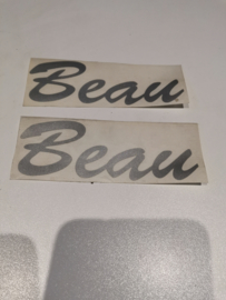 Sticker SET "Beau" (12 x 4/2,5 cm.) - Kleur: zilver/grijs - (VAK B-151F)