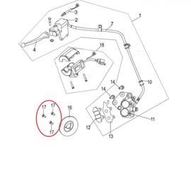 Neco Abruzzi 125cc. - Remschijfbouten (3 stuks) (nr. 17) - 93601-08025-02