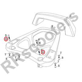 Razzo Lucca - Achterdrager  RING M8  (nr. 6) (RVS) - SET VAN 2 STUKS