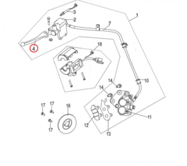 Neco Abruzzi 125cc. - Remhendel LINKS (nr. 4) - 43100-J23-0000