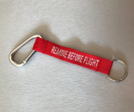 Remove Before Flight Sleutelhanger met Karabijnhaak | Rood / Zilver