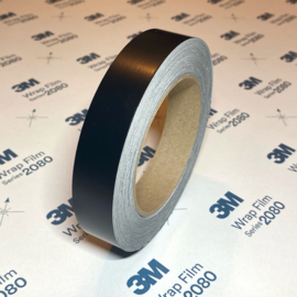 3M™ Wrap Film Series 2080 De Chrome Wrap Folie / Tape Satin Zwart  | 2,5cm x 10meter