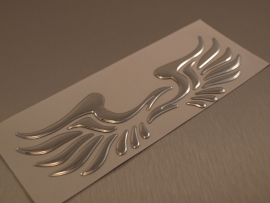 Chrome 3D Feniks vleugels stijl  logo  Sticker