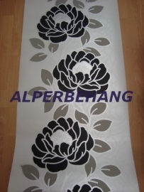 modern bloemen behang zwart wit zilver x559