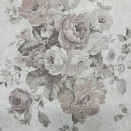 Landelijk Bloemen Vliesbehang met Linnenlook – Verouderde Vintage Uitstraling  – 14103