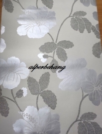 zilver wit bloemen behang xx125