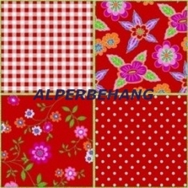 rood patchwork behang 178