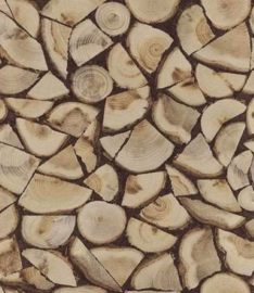 Rasch 130359 Wood Vliesbehang – Openhaardhout Houtlook – Bruin Naturel