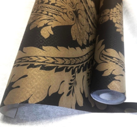 Barok Zwart en Goud – Satijnen Behang voor een Chique Interieur 548-2