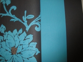 modern blauw bloemen behang 117
