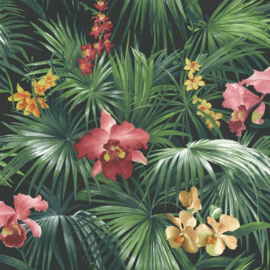 Behang met tropische bladeren en bloemen  G56434 Global Fusion