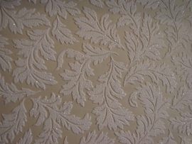 creme beige blad glitter Lambrisering behang vlies 25