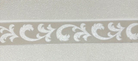 beige glitter behangrand bladerenmotief