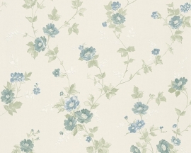 Behang Bloemen wit blauw AS Romantica 30428-2