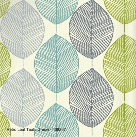 RETRO LEAF TEAL GROEN BEHANG - Arthouse Options 408207