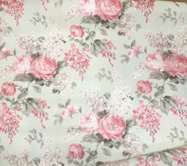 Bloemen behang roze 34148-3 rozen bladeren