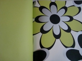 bloemen behang groen zwart wit 113
