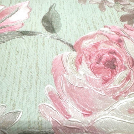 Bloemen behang roze 34148-3 rozen bladeren