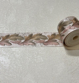 Oud roze botanische behangrand landelijk 3,5 cm – 5 meter lang