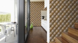 leather behang 3d met sticknaden 96043-3