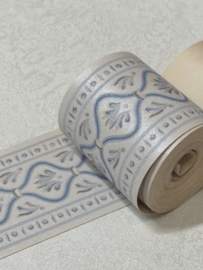 Blauw wit klassieke behangrand met ornamenten 6 cm – 5 meter lang
