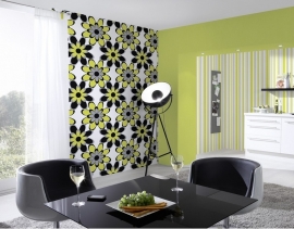 modern bloemen behang groen zwart wit 8830-18