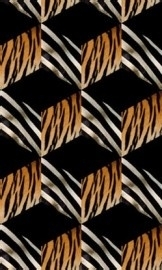 2-509 Komar Fotobehang OpArt blokjes dierenprint zwart wit oranje behang