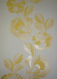 bloemen behang geel wit vlies 395