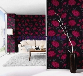 roze zwart bloemen behang 184