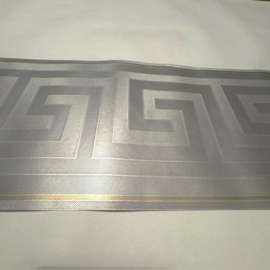 Versace behang rand zilver glim satijn look griekse sleutel