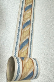 geweven tauw behangrand retro oranje blauw