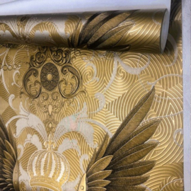 Exclusief GLOOCKLER Behang 54453 – Luxe Ornamenten en Kronen in Goud & Zwart