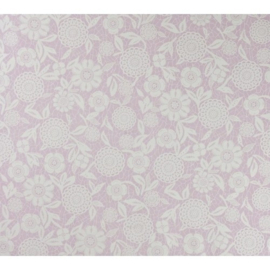 Kant vlies behang geborduurde look roze wit bloemen