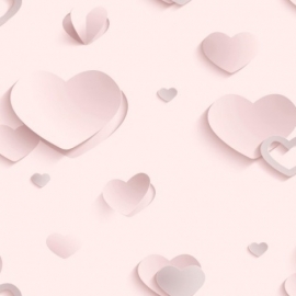 Meisjes behang hartjes 3D Pink Hearts J92603