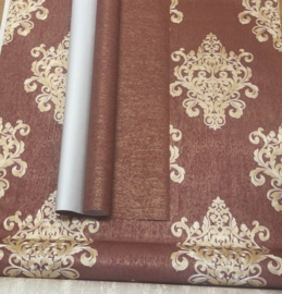 Rood goud barok behang dubbelbreed 36454-4