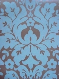 barok behang vinyl bruin blauw 100