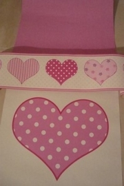 meisjes behang roze met witte stippen hartjes trendy behang