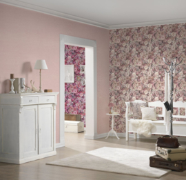 Rozen behang mooie boeketen roze Engelse styl