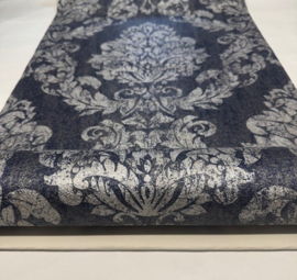 verouderd behang barok marine blauw Vintage