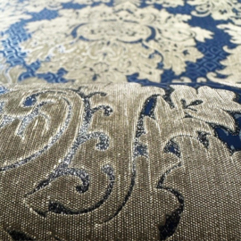 Velvet blauw goud barok behang  klassiek vintage