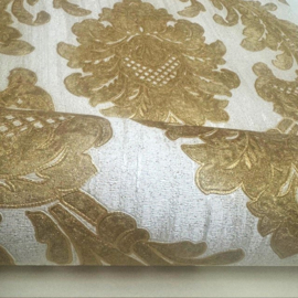 Glitter barok behang goud wit klassiek m95588