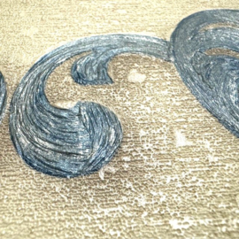 Blauw-wit 3D barok behang textiel look