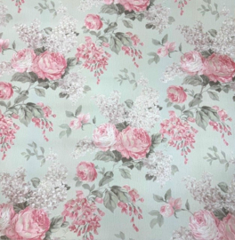 Bloemen behang roze 34148-3 rozen bladeren