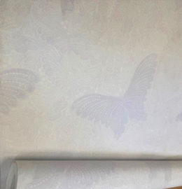 Vlinder behang Glitter lila wit butterfly bloemetjes