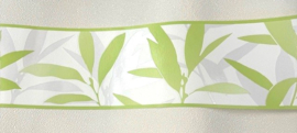 Retro behangrand groen metalic wit