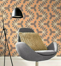Retro behang oranje 304039