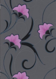 roze zwart glitter bloemen behang Erismann 9727-05