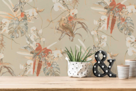 Tropische behang papegaaien dieren jungle 387252