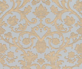 Blauw goude barok damask behang Vintage 3905